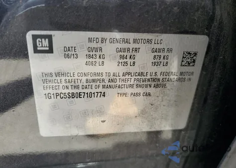 2014 Chevrolet Cruze Lt z USA, uszkodzony, nr VIN 1G1PC5SB0E7101774